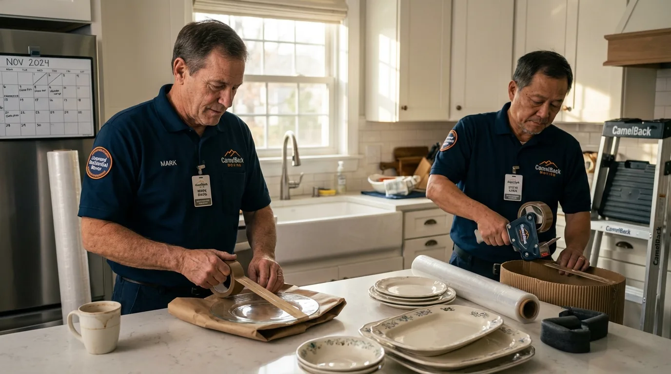 Professional crew packing kitchen dishware in Savannah, MO